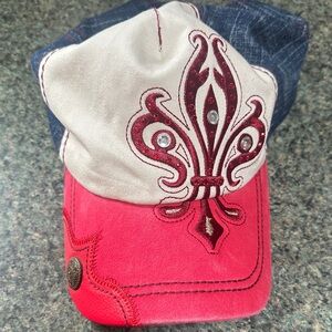Men's Red and Cream Embroidered Cap